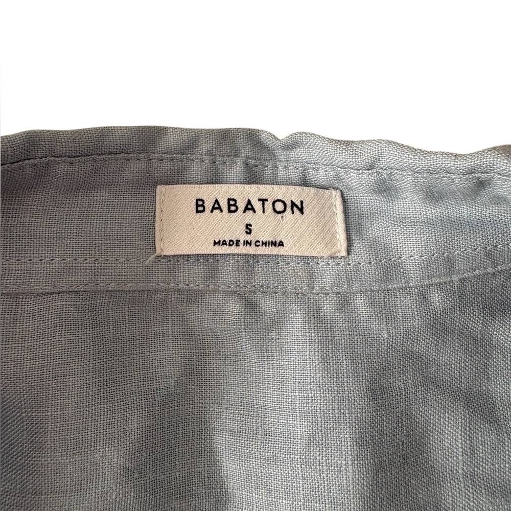 SOLD M Babaton Aritzia Linen Blue Relaxed Utility Button-up Shirt Womens Small - Picture 8 of 11